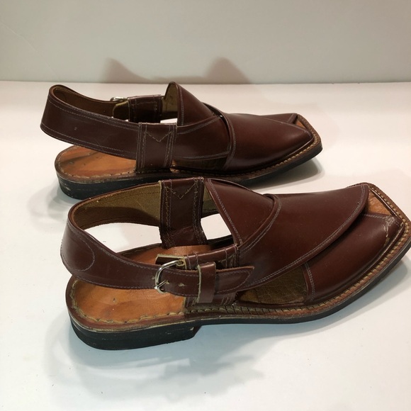 Kaptaan Chappals or Peshawari Chappals Brown Leather Men\'s Sandals main image 6